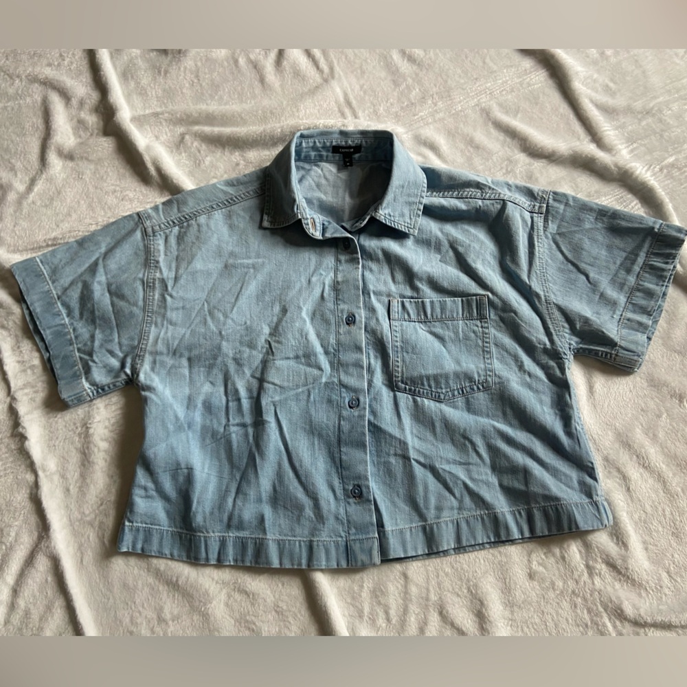 Express denim cropped shirt